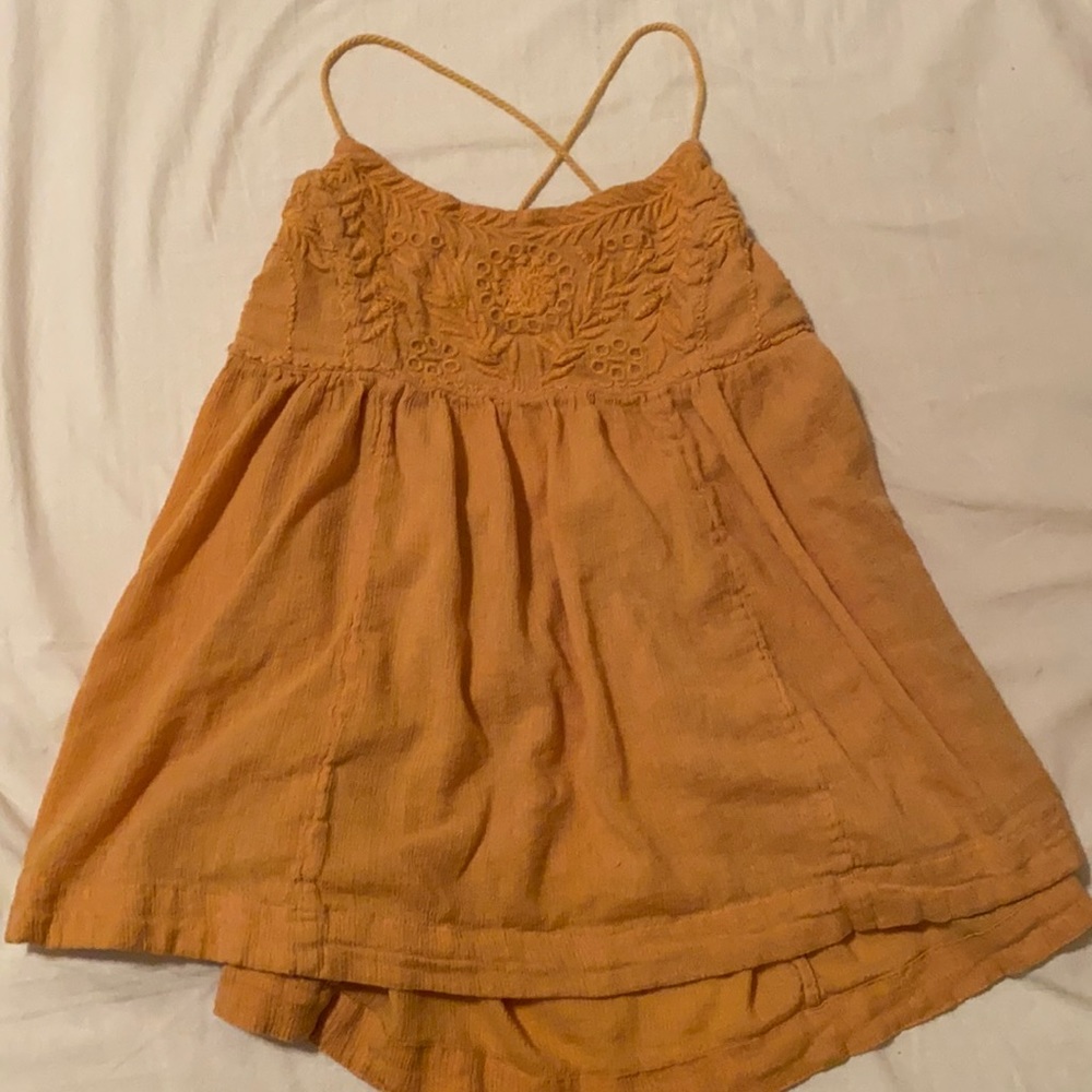 Yellow / orange free people flowy embroidered tank